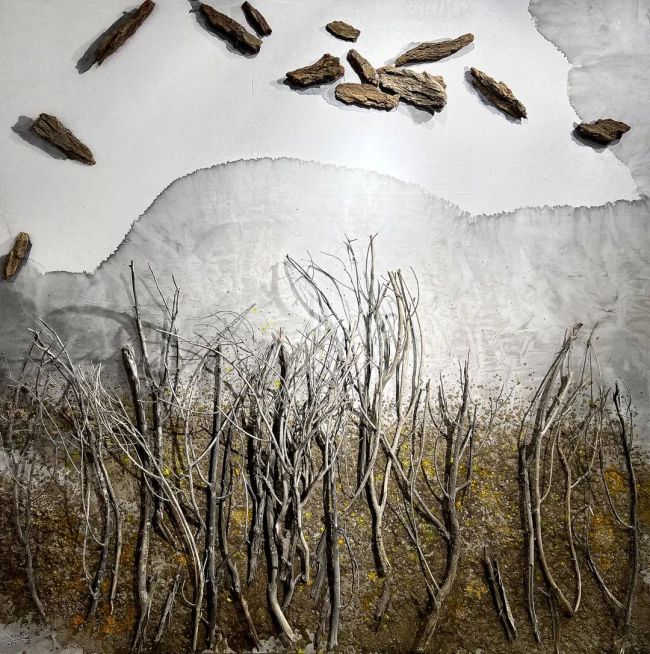 水墨丨240×1000cm丨2017大漠生灵综合材料丨200×200cm丨2022绿谷