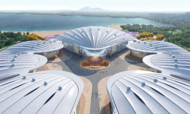 尽显滨海特色，青岛·上合之珠国际博览中心“贝壳”屋面亮相