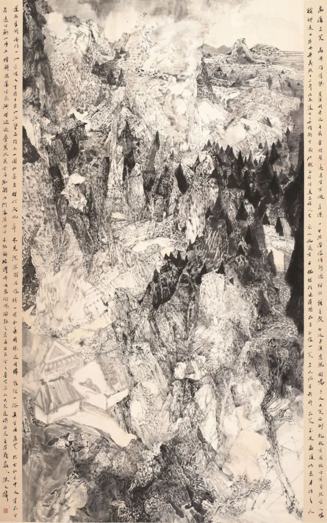 《白云终古绕岩阿》 200cm x 170cm▲孙文韬作品《白描山水》 纸本