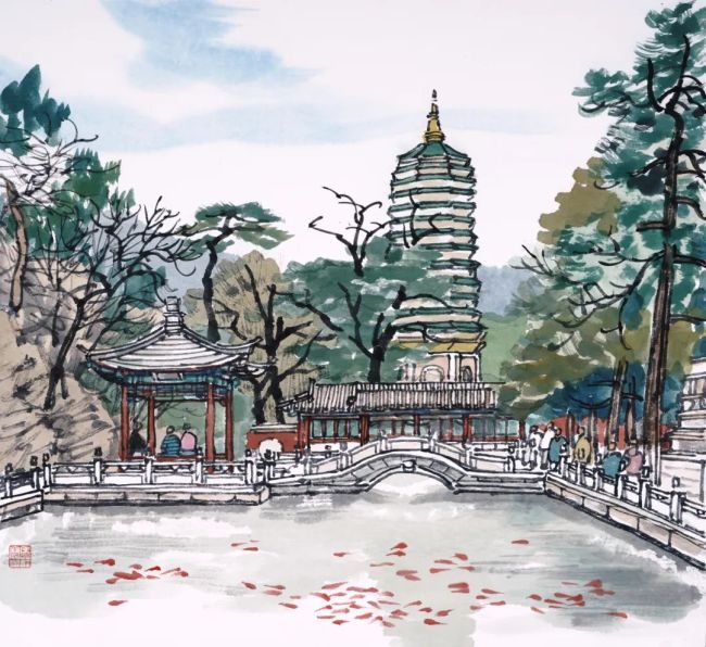 庄小雷丨北京皇家园林写生作品⑭——八大处公园
