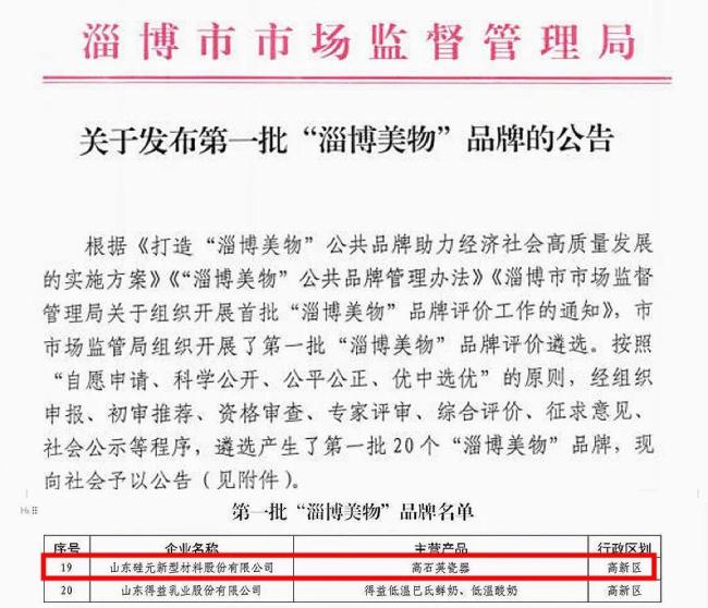 首批“淄博美物”品牌名单揭晓，硅元国瓷上榜