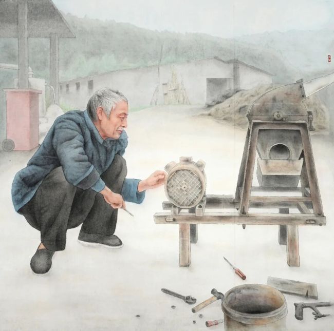 《乡村老师傅》 165cm×165cm 工笔纸本 2025年.jpg