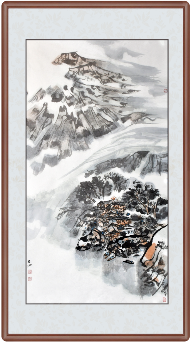 边讲边画 | 谌宏微《云山幽村图》