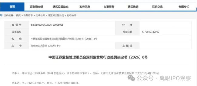 涉退市财务造假，“中审华”领停业半年、超千万罚款的重罚，济南分所涉山东多家新三板企业