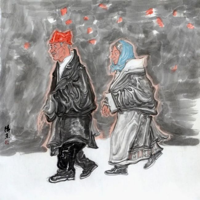 巫卫东·人物画 | 以水墨为桥梁,消解城市与雪域的距离,彰显藏族同胞朴素生活里安稳饱满的生命张力