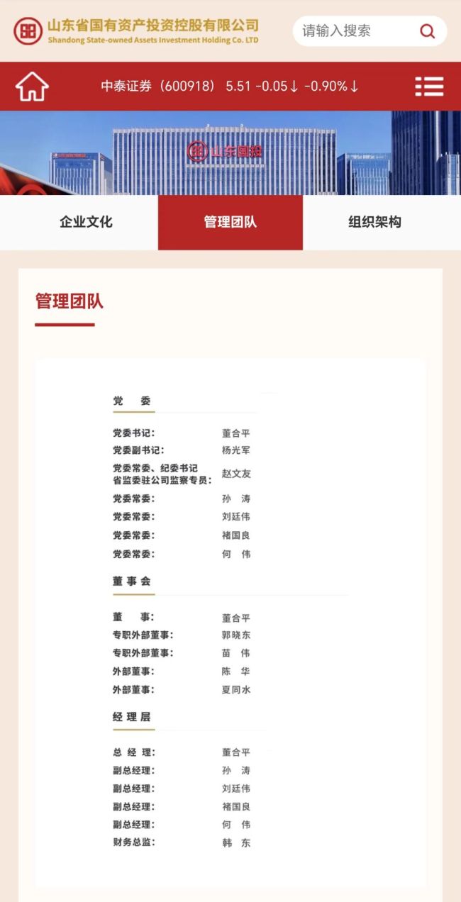 董合平已任山东国投党委书记、董事