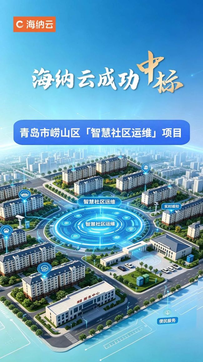 海纳云中标青岛市崂山区智慧社区运维服务项目