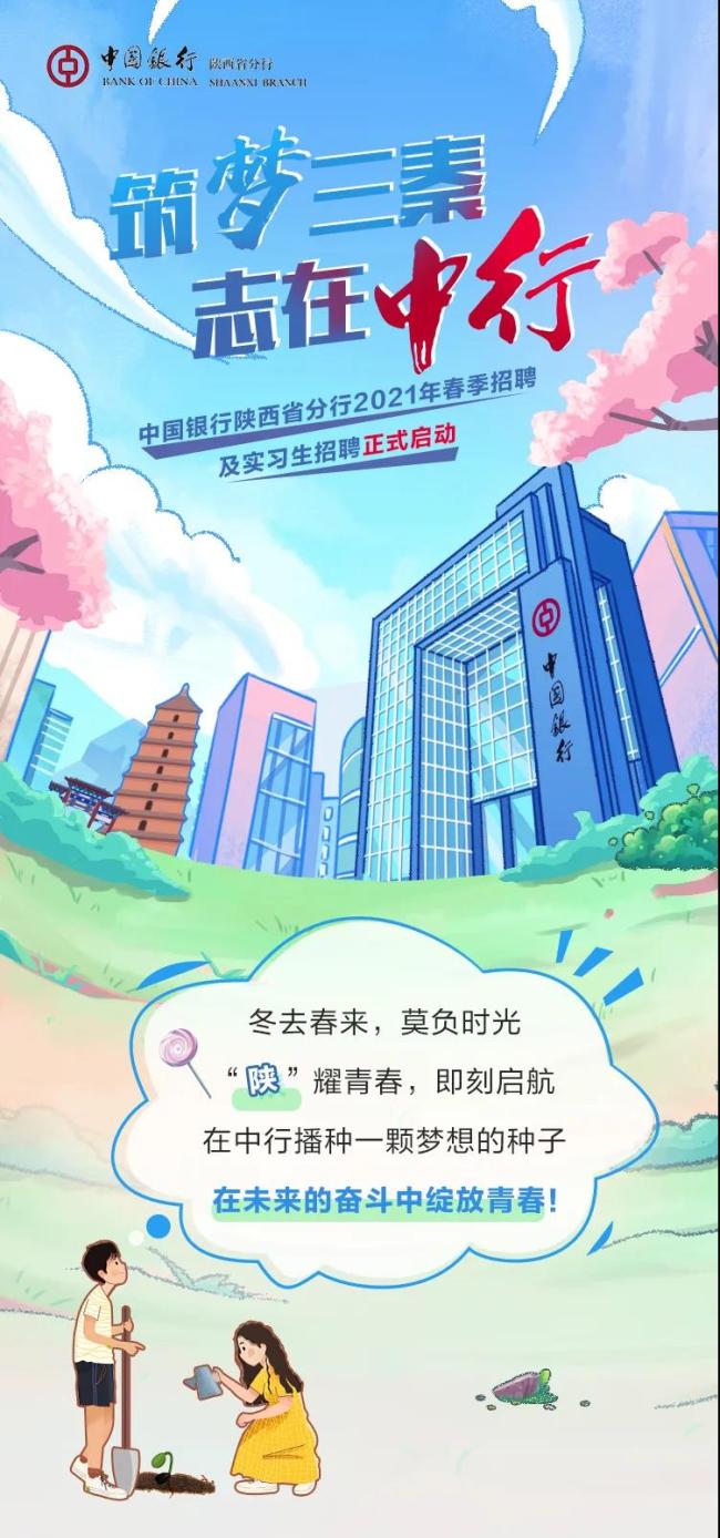【招聘】中国银行陕西省分行2021年春季招聘和实习生招聘同步启动！