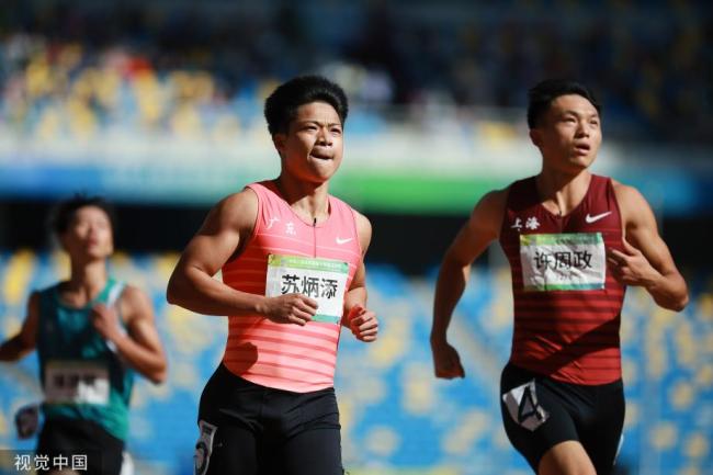 [图]全运男子100米预赛：苏炳添排名第二晋级