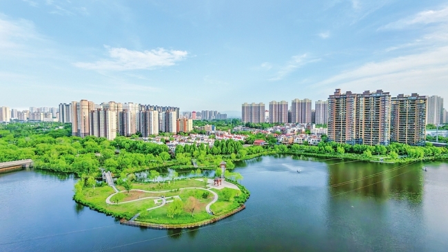 临汾市涝洰河生态公园：绿意盎然 景色如画