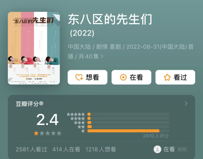 张翰杜淳新剧豆瓣开分2.4分是截至目前今年国产剧最低分
