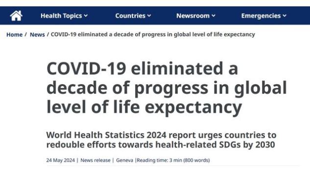 全球预期寿命水平出现倒退 疫情抹平十年进步