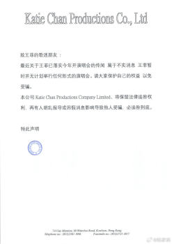 王菲经纪人否认演唱会传闻 短期内无演出计划