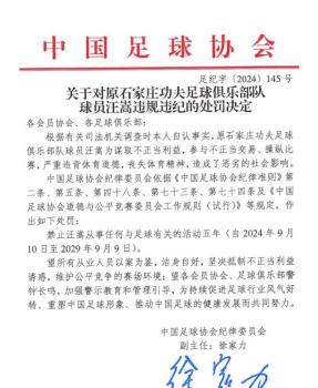 楷模陨落？40岁前国脚涉操纵比赛禁足5年！ 足球诚信警钟再响