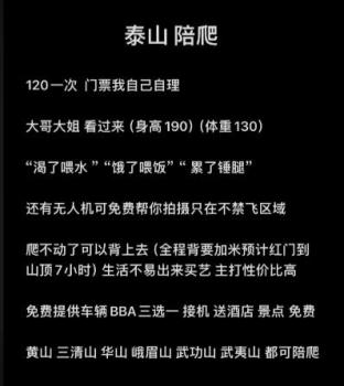 泰山陪爬人称中秋国庆订单已排满 团队月入过万迎高峰