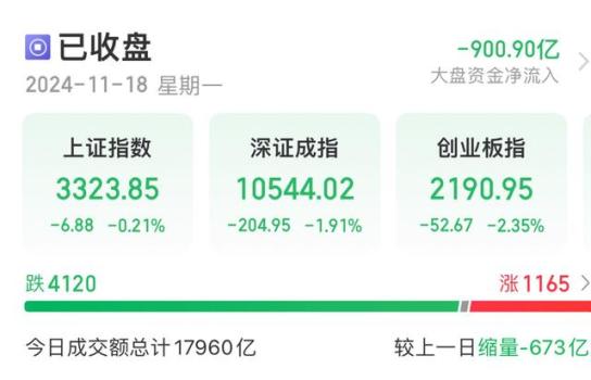 全市场超4200只个股飘绿，创业板指跌幅扩大至2% 股市集体下挫