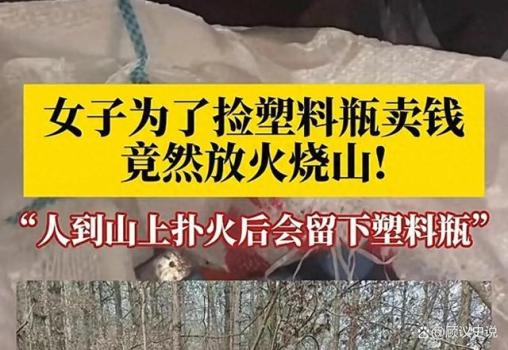 大妈为捡塑料瓶竟放火烧山 焚山拾瓶引发热议