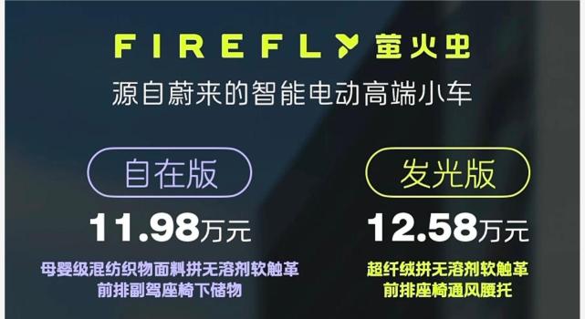 蔚来萤火虫上市售11.98万元起 纯电小型车新选择