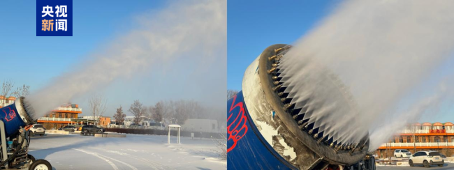 哈尔滨超大雪人居然不是堆的 人工造雪更胜一筹