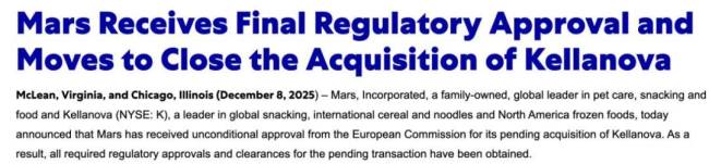 年收入360億美元休閑食品企業(yè)誕生 并購塵埃落定