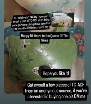 有人公然售卖香港坠海货机碎片 警方积极跟进