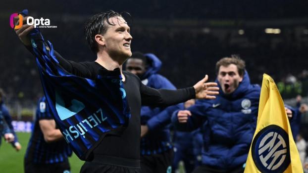 国米首次在意甲绝杀战胜尤文 泽林斯基90分钟制胜球