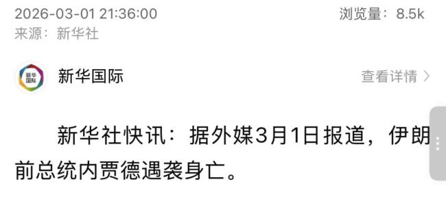 外媒：伊朗前总统内贾德遇袭身亡 消息震惊国际社会