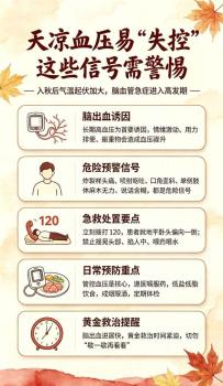 天凉血压易“失控” 这些信号需警惕 警惕脑出血预警
