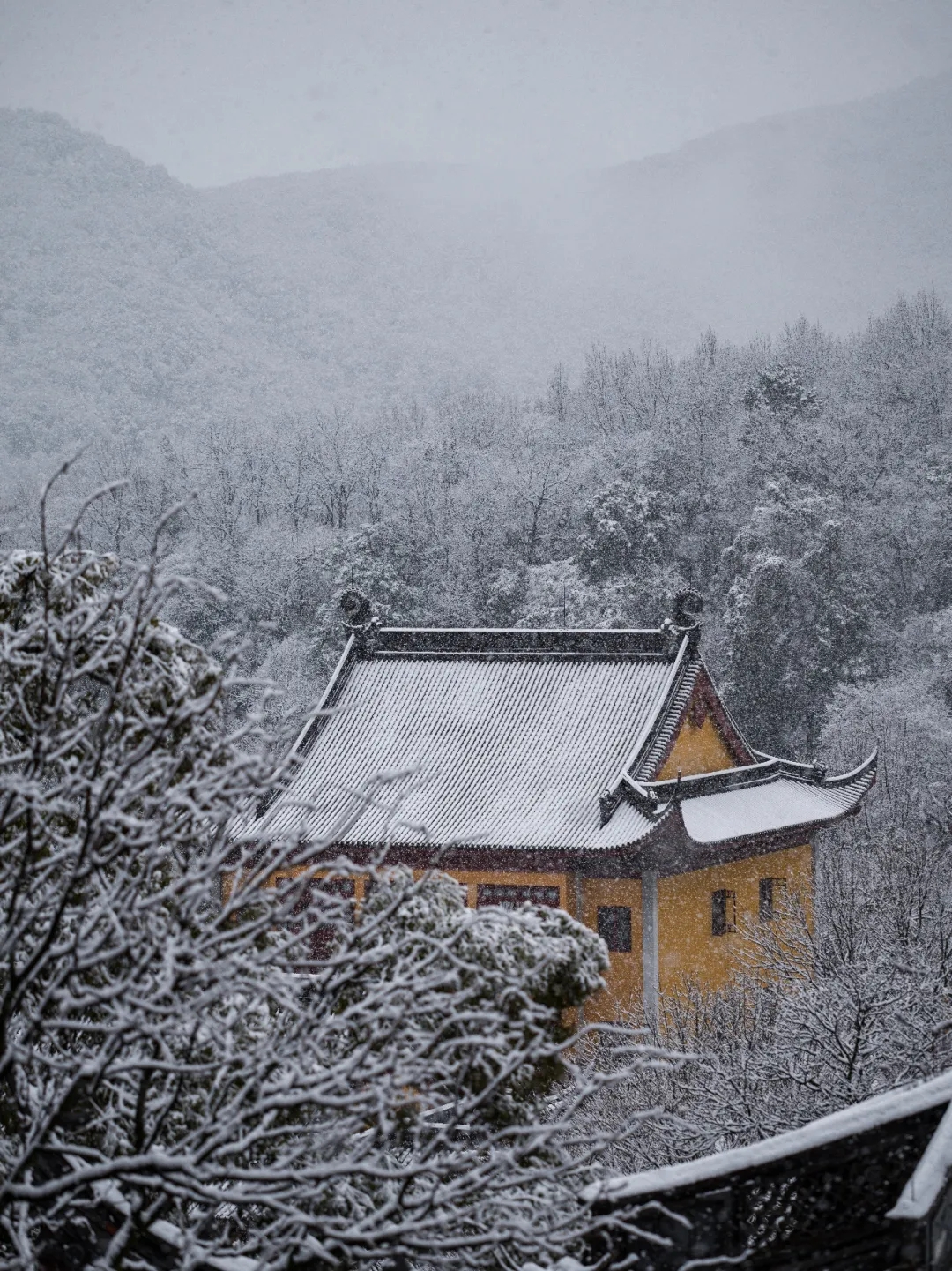 杭州灵隐寺新春瑞雪，雪满乾坤万象新