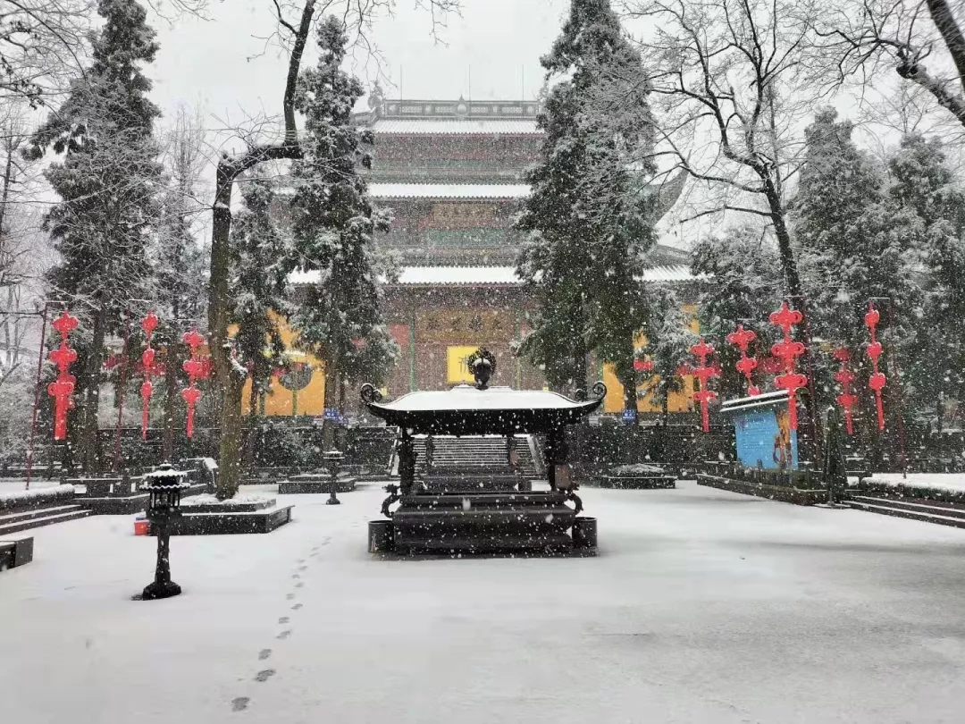 杭州灵隐寺新春瑞雪，雪满乾坤万象新